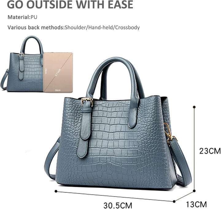 NICOLE & DORIS Damen Handtaschen Elegant Henkeltasche Tote Shopper Schultertasche Krokodil Designs U