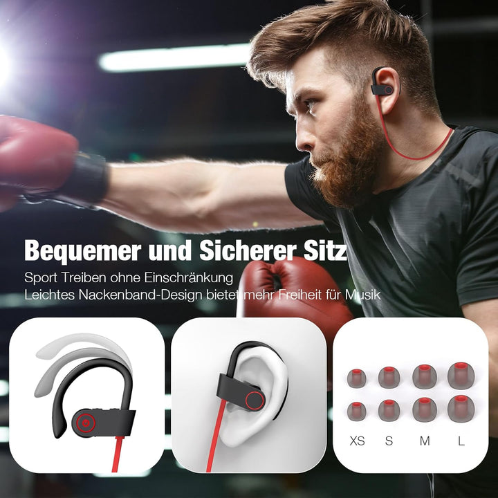 Bluetooth Kopfhörer, Kabellose Bluetooth 5.3 Sport-Kopfhörer mit IPX7 Wasserschutz für Joggen und Tr