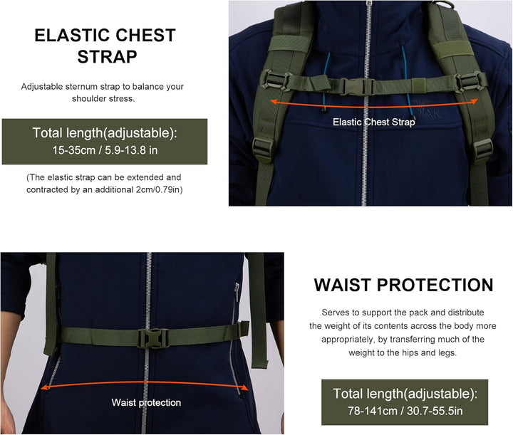 Mardingtop 28L Rucksack Taktischer Rucksack Wanderrucksack Trekkingrucksack Angelrucksack für Surviv