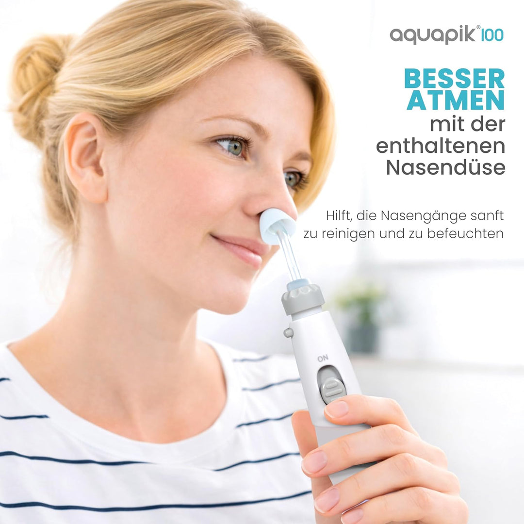 Aquapik® DUO Munddusche Aquapik® 100 Desktop + Aquapik® Mini, tragbar, von Zahnärzten empfohlen + Pl