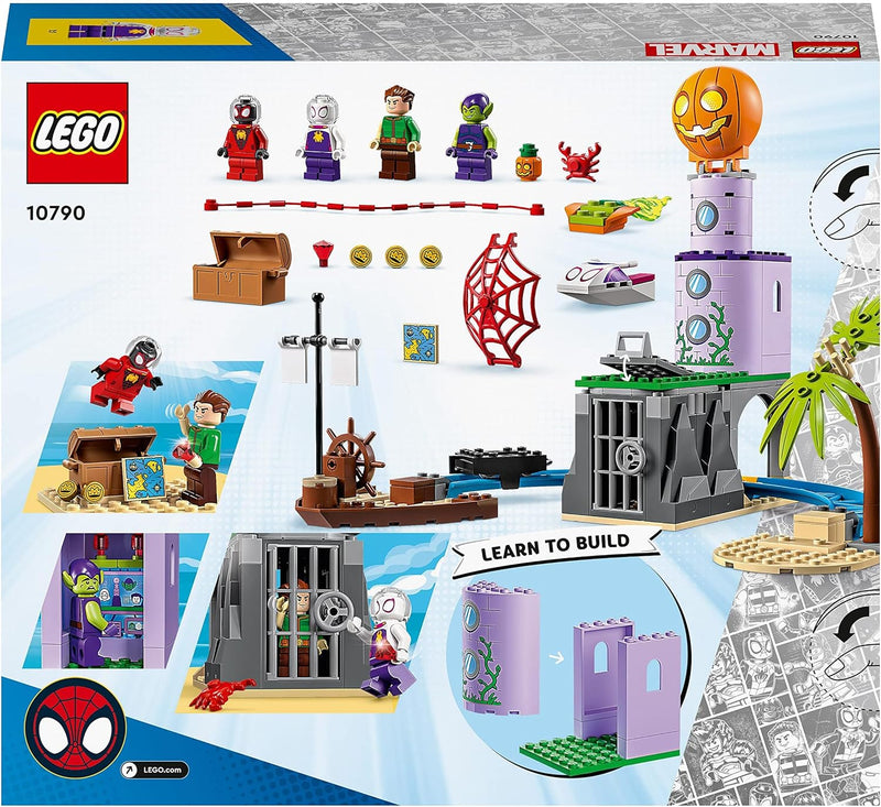 LEGO 10790 Marvel Spideys Team an Green Goblins Leuchtturm, Spielzeug für Kinder ab 4 Jahren mit Pir