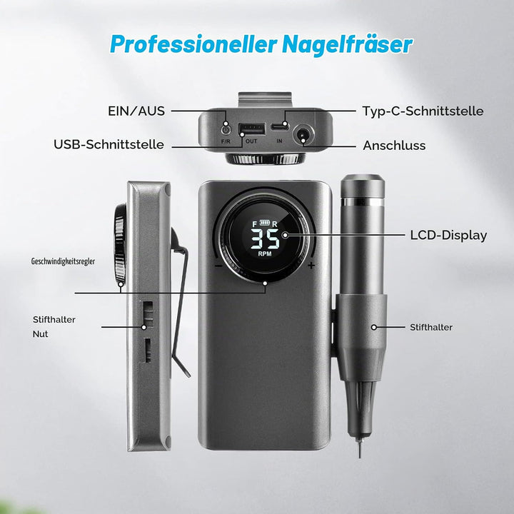 Elektrische Nagelfräser für Gelnägel 35000 U/Min Elektrische Nagelfeile Professionell Fräser für Gel