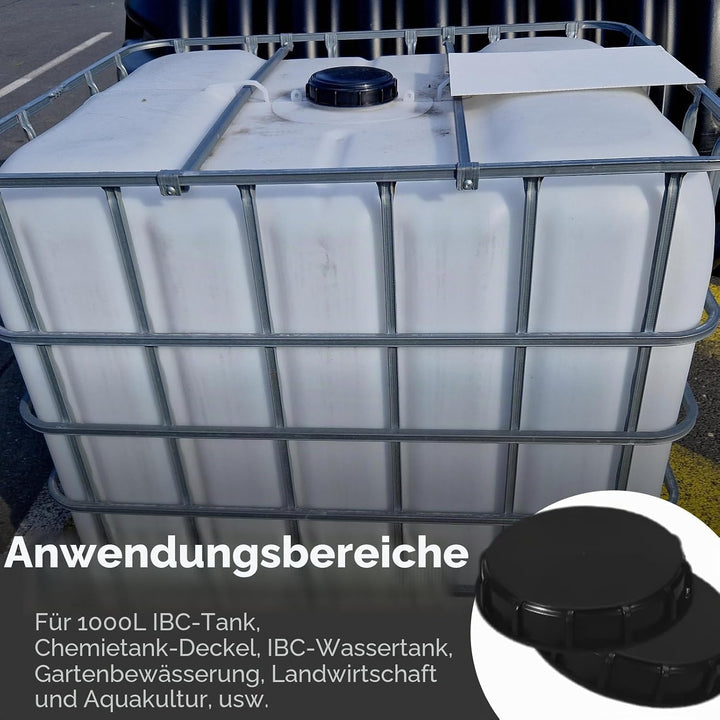 2pcs IBC Deckel DN 150, IBC tankdeckel 163mm Abdeckung Kappe dn150 Schwarz für 1000L IBC Wasser Tank