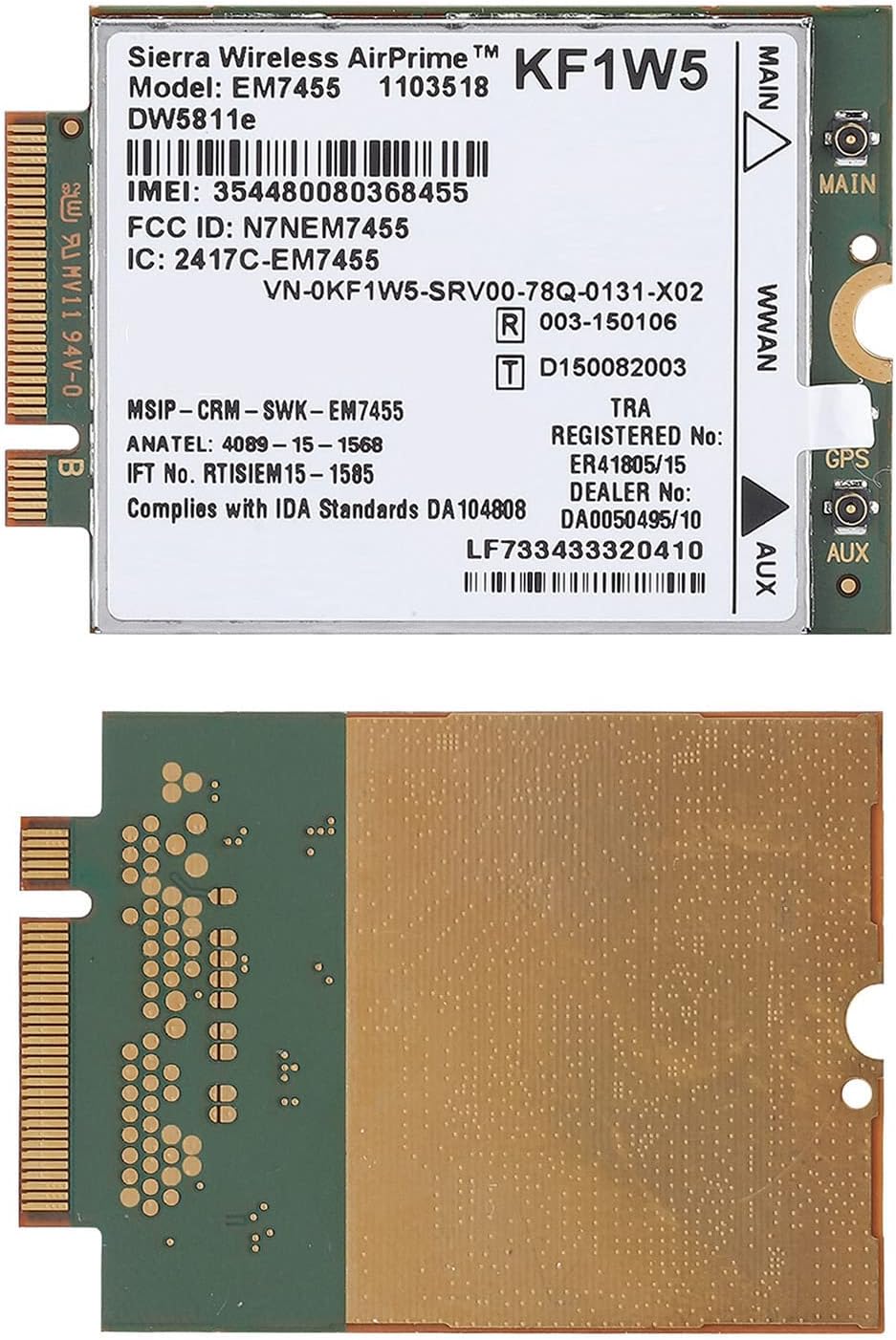 Lazmin 4G LTE WWAN NGFF-Kartenmodul, kabelloses EM7455-Netzwerkadapter-Kartenmodul für Dell DW5811e