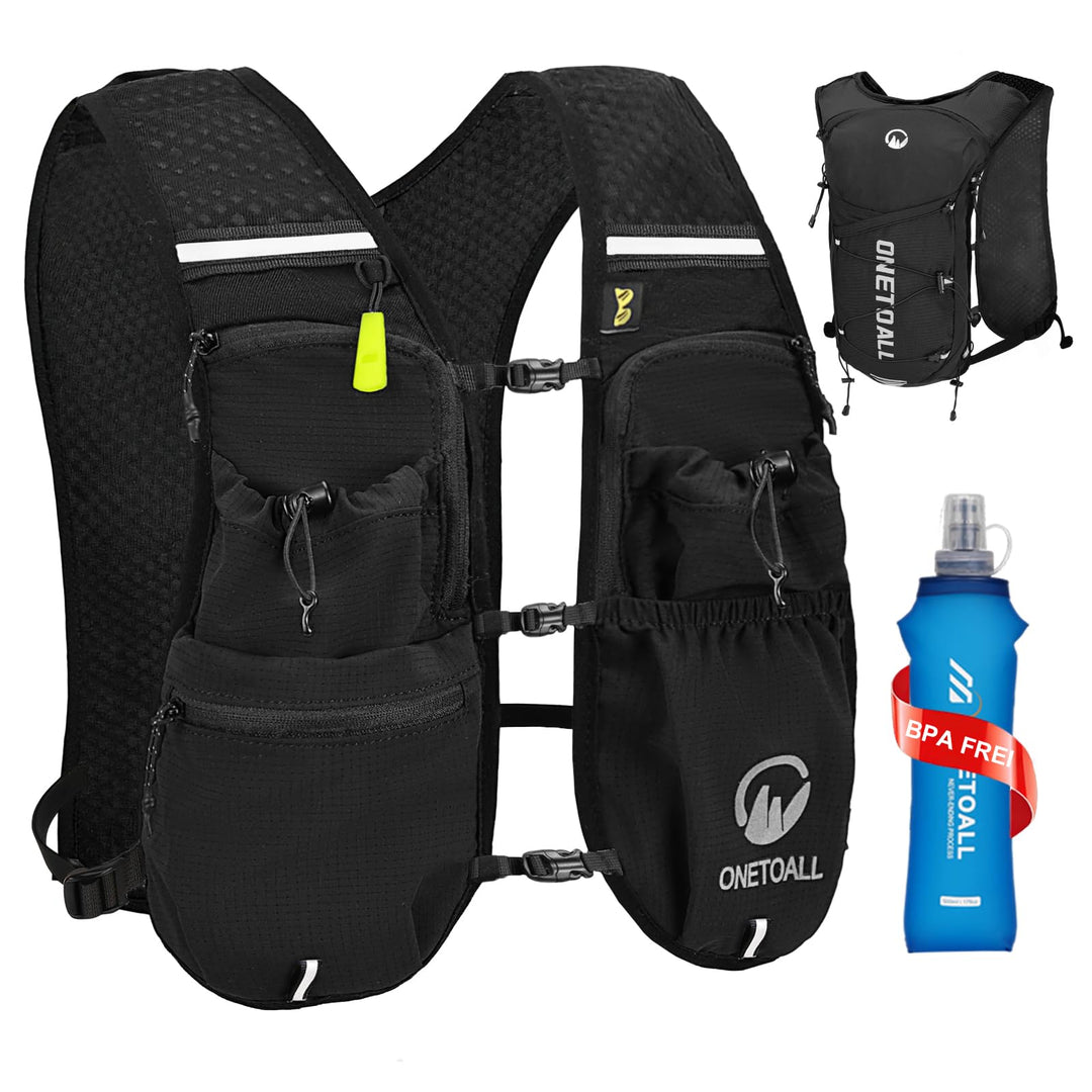 Laufweste Damen mit 2L TPU Trinkblase/500ml Trinkflasche, Leichter Trinkrucksack Laufen Herren 6L, R