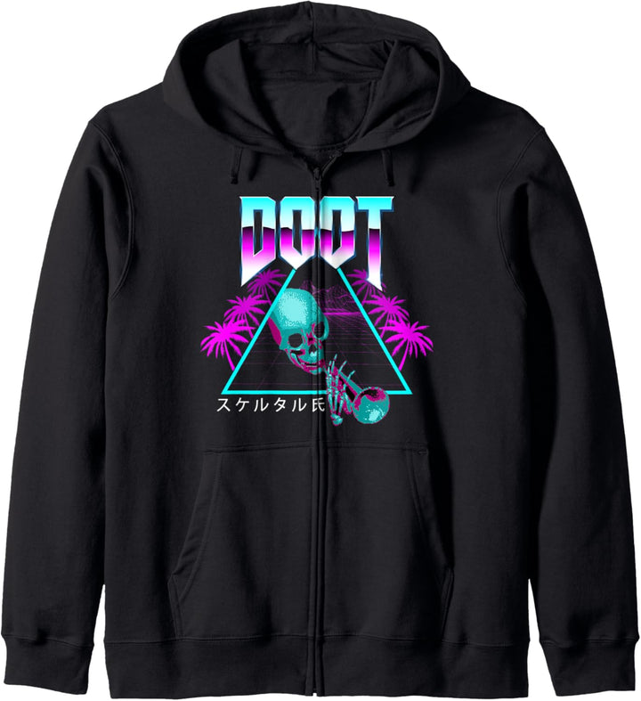 Doot Doot Mr Skeltal Synthwave Retro Streetwear Kapuzenjacke