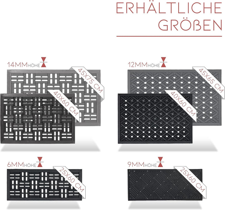 Gummimatte Aussen - Robuste Türmatte Gummi - Löcher 45 x 75 cm (Rechteckig) | Eingangsmatte Aussenbe