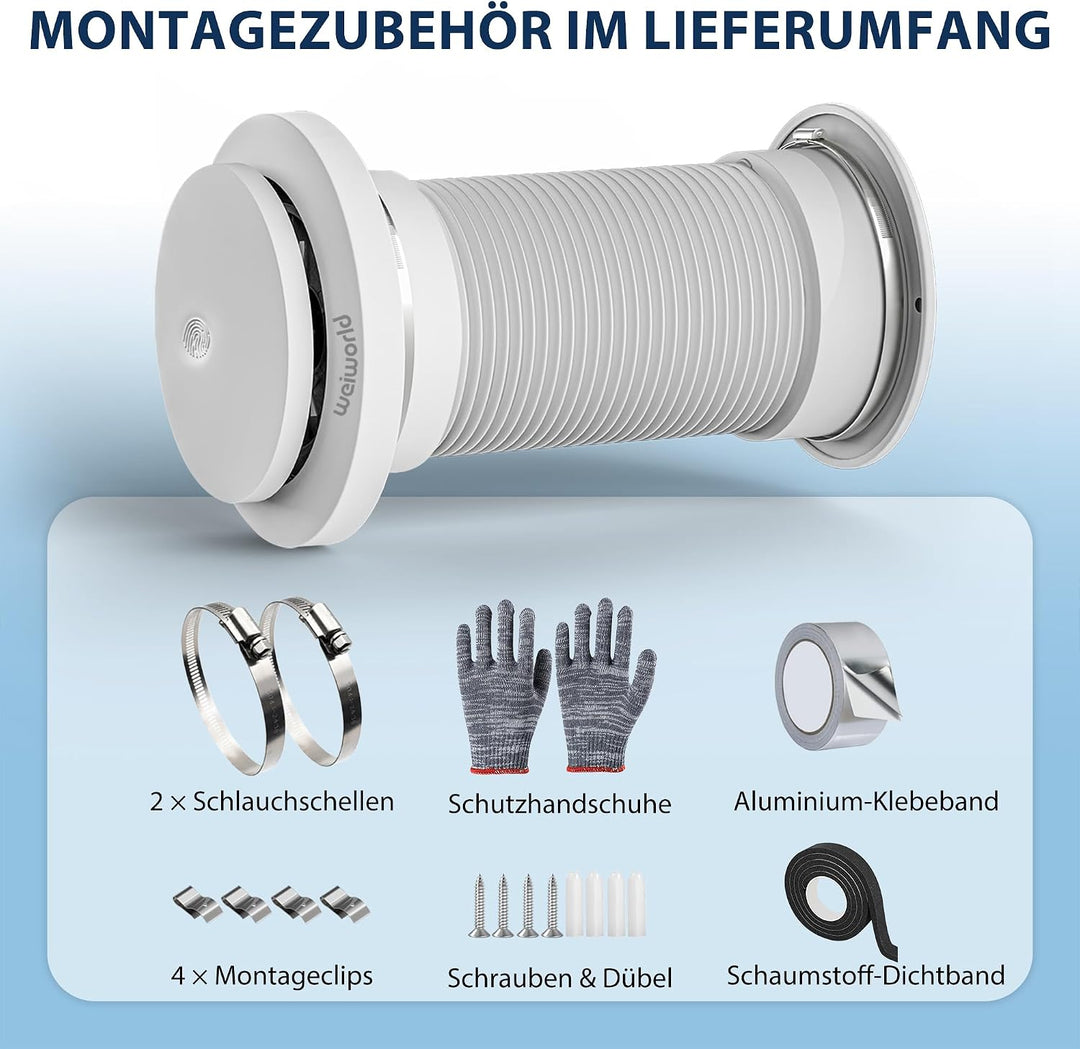 100 mm passives Lüftungsgitter für eine kühle energieeffiziente Umgebung, mit Teleskoprohr aus Alumi