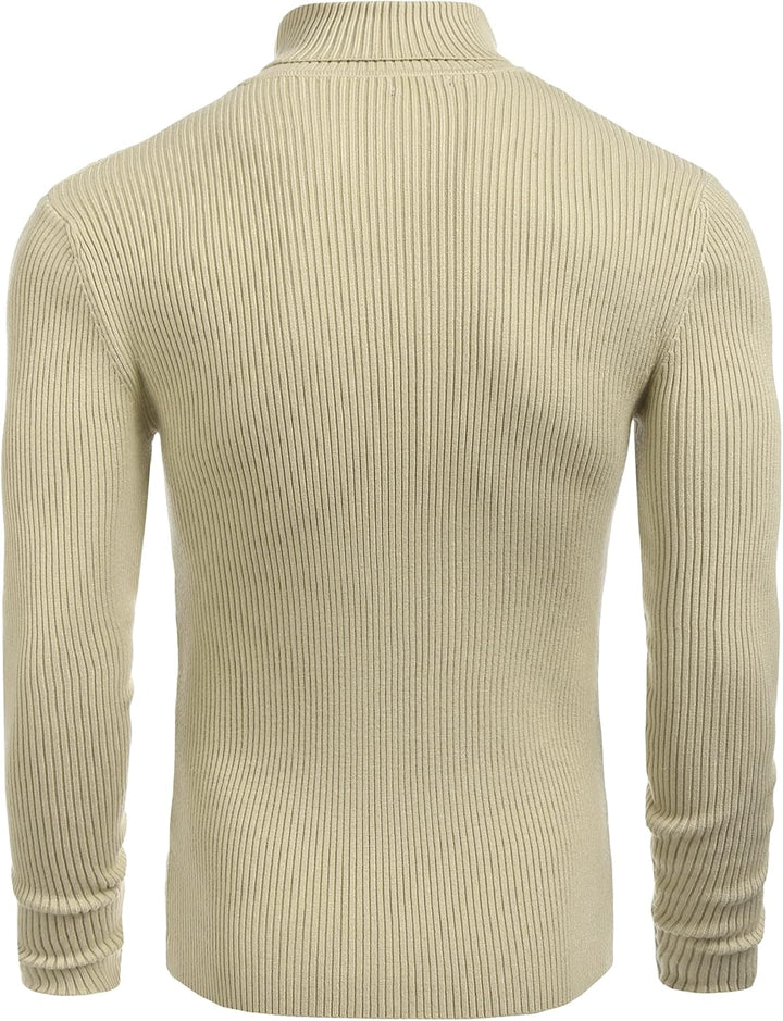 COOFANDY Herren Rollkragen Pullover Langarmshirt Feinstrick Sweater Rollkragen Freizeit Slim fit Bas