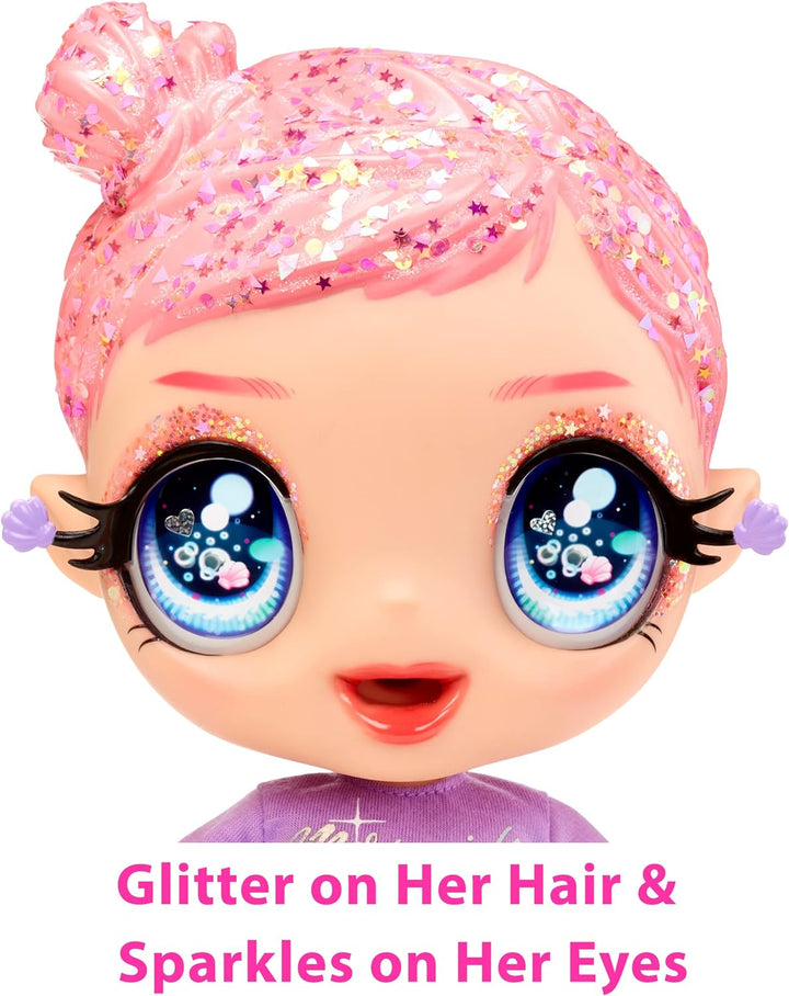 Glitter Babyz MGA Marina Finley - Babypuppe mit 3 magischen Farbwechseln durch eiskaltes Wasser, Pin