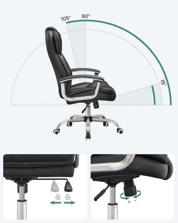 SONGMICS Bürostuhl Chefsessel Drehstuhl Computerstuhl Sitzhöhenverstellung office Stuhl Polsterung O