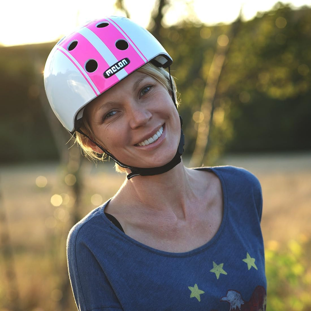 Melon »Double Pink White« Leichter und Cooler Fahrradhelm für Damen, Herren und Kinder mit maximalem