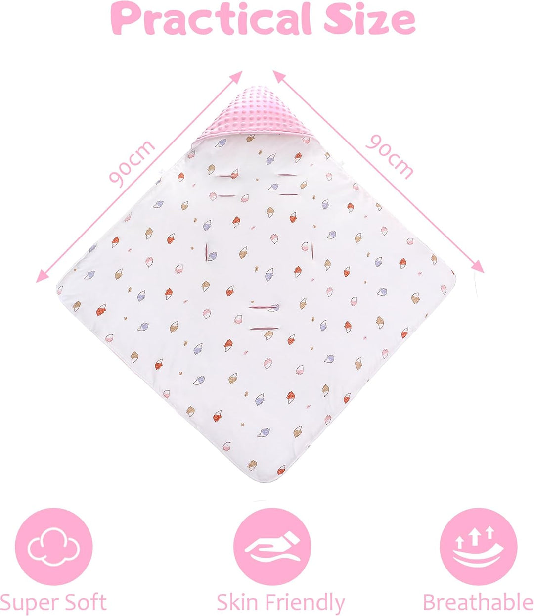Baby Einschlagdecke 100% Baumwolle, Universal Einschlagdecke Babyschale 90 x 90cm, Herbst-Winter-Bab