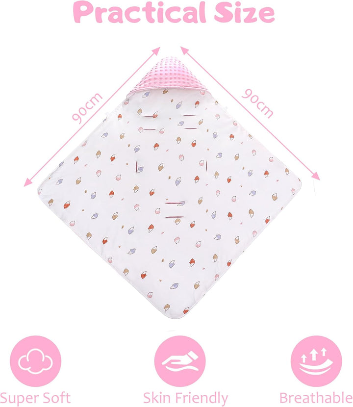 Baby Einschlagdecke 100% Baumwolle, Universal Einschlagdecke Babyschale 90 x 90cm, Herbst-Winter-Bab
