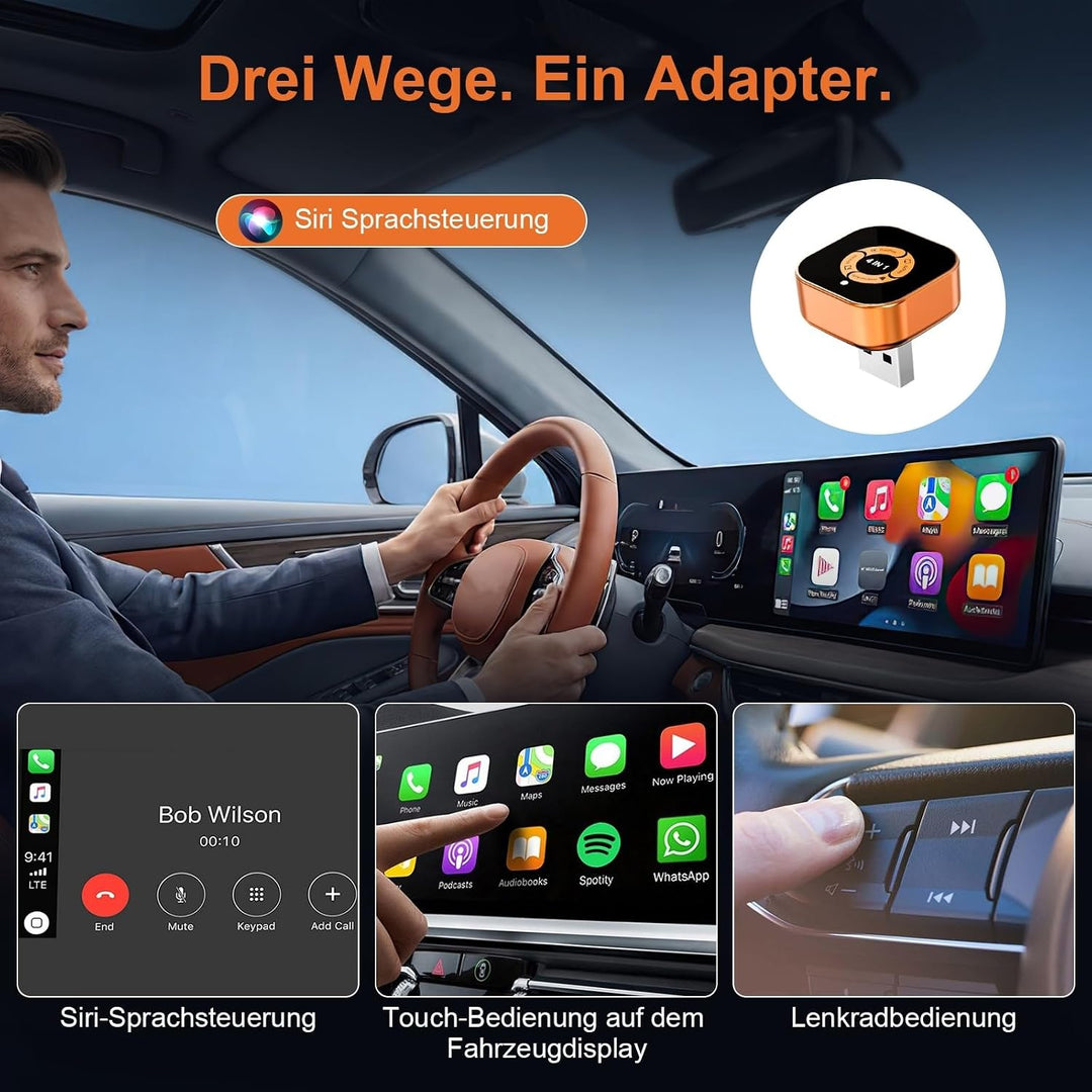 Wireless CarPlay Adapter 4-in-1: CarPlay Kabellos Android Auto Wireless AirPlay &amp; Miracast – Dualban