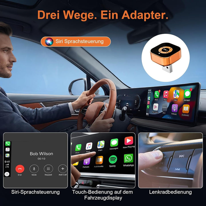 Wireless CarPlay Adapter 4-in-1: CarPlay Kabellos Android Auto Wireless AirPlay &amp; Miracast – Dualban