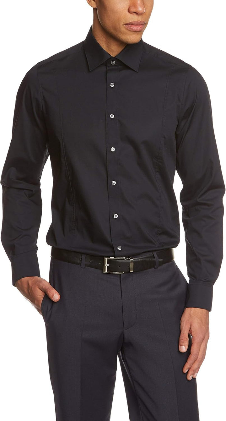 OLYMP Herren Oberhemd Langarm Level.Five.Body.fit,Twill,Body fit,Haifisch-Kragen M Schwarz 68, M Sch
