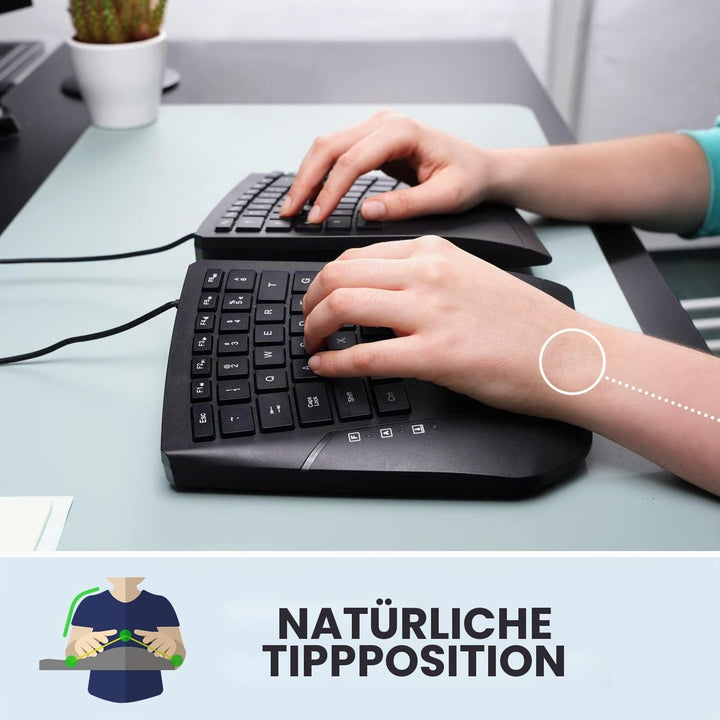 Perixx PERIBOARD-524B US, [Firmware aktualisiert] kabelgebundene ergonomische Split-Tastatur - Einst