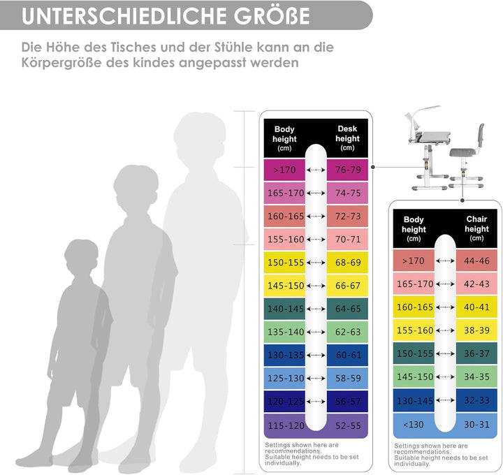 JOYLDIAS Kinderschreibtisch höhenverstellbar, Schülerschreibtisch Jugendschreibtisch mit Lampe, Schr