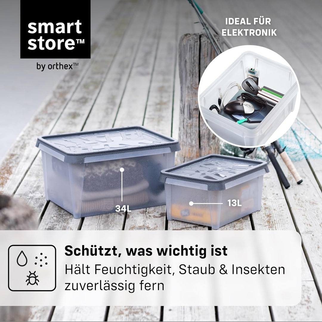 SmartStore Aufbewahrungsbox mit Deckel 12 L wasserdicht Plastik – 7er-Set – mattiert - ineinander &