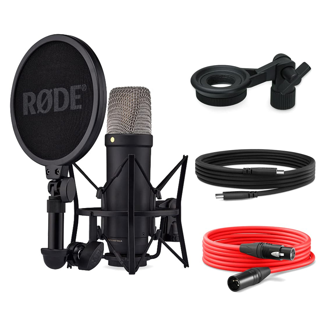 Rode NT1 5th Generation XLR USB Studio-Mikrofon Black + keepdrum MSA033 Halterung