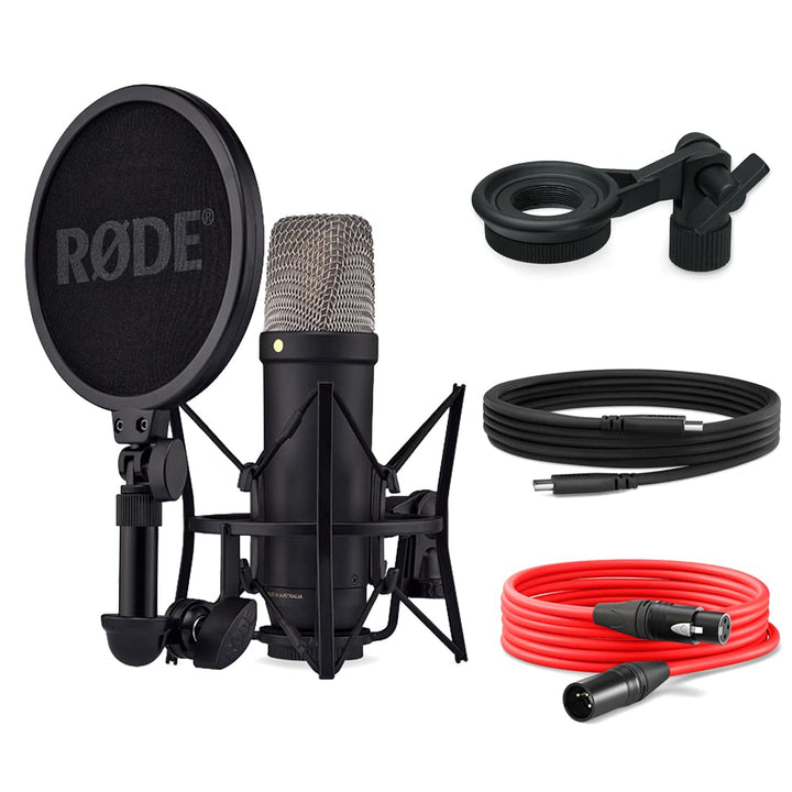 Rode NT1 5th Generation XLR USB Studio-Mikrofon Black + keepdrum MSA033 Halterung