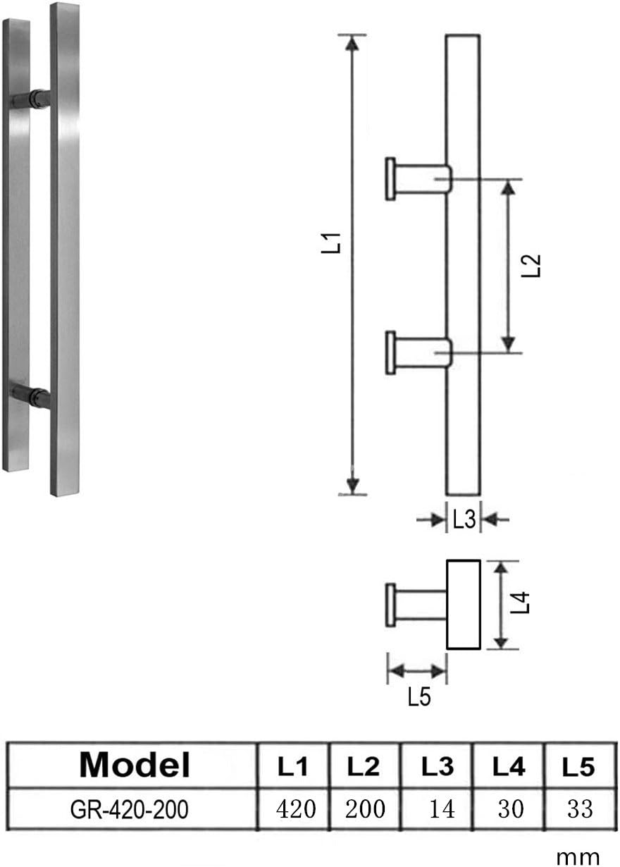 GR420: Edelstahl Griffstange Stossgriff Schiebetürgriff Glastür (420mm eckig), 420mm eckig