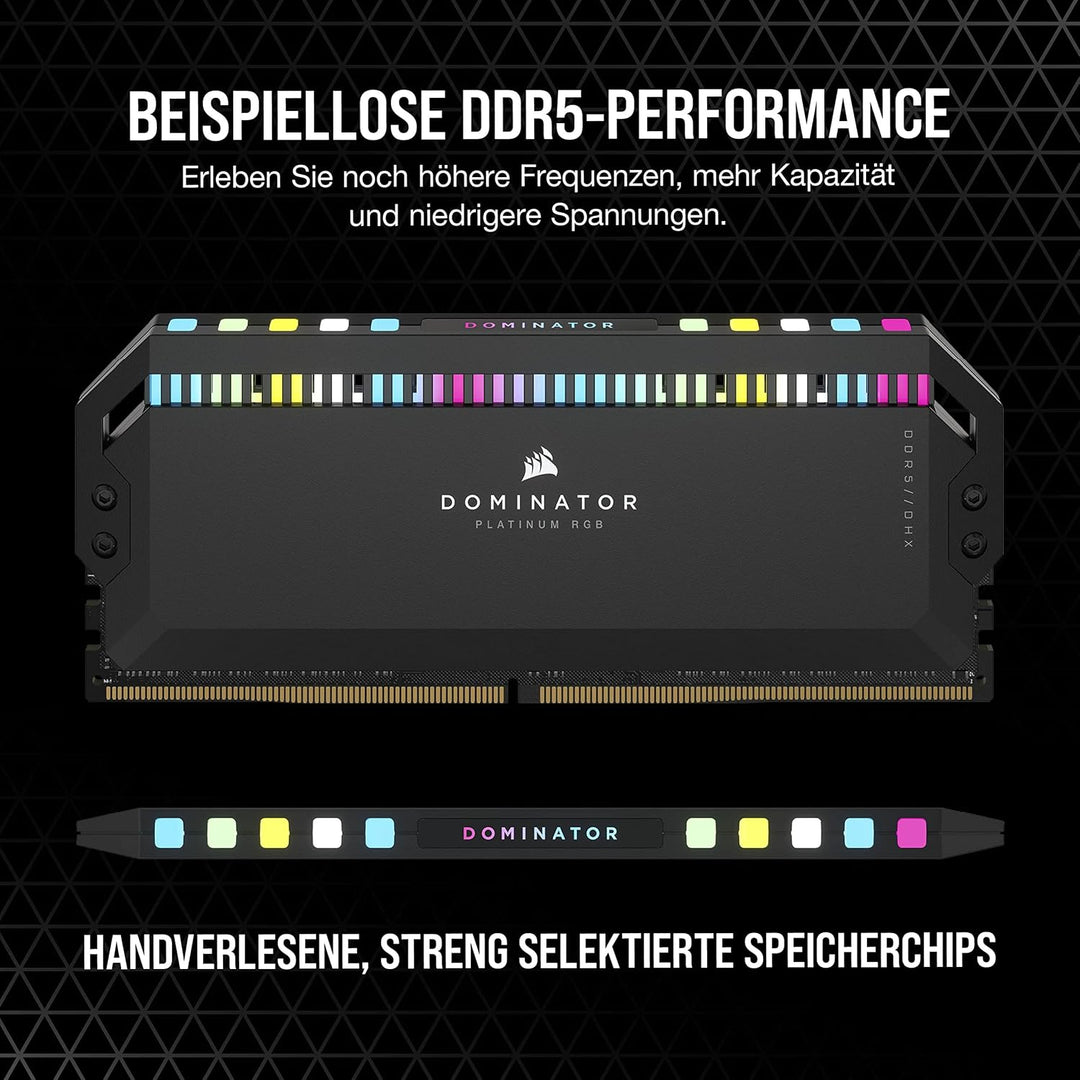 Corsair DOMINATOR PLATINUM RGB DDR5 RAM 32GB (2x16GB) 6400MHz CL32 Intel XMP iCUE Kompatibel Compute