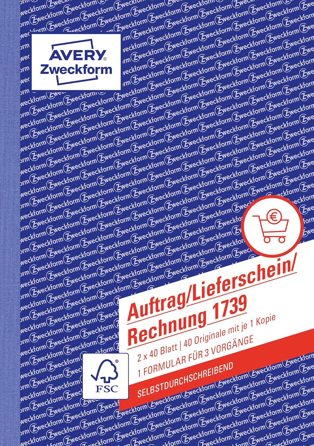AVERY Zweckform 1739-5 Auftrag/Lieferschein/Rechnung Kombinationsbuch (A5, 2x40 Blatt, selbstdurchsc
