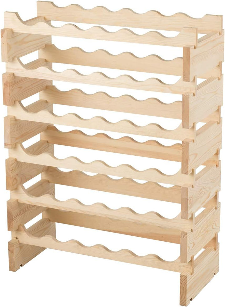 COSTWAY Weinregal Holz, Stapelbares Weinständer Flaschenregal 6 Höhe zur Auswahl, Holzregal stabil,