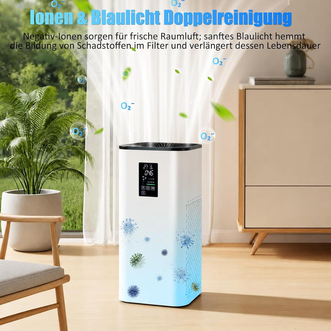 Luftreiniger Allergiker CADR 400 m³/h bis 160 m², HEPA Air Purifier Luftfilter mit Echtzeit PM2.5 &amp;