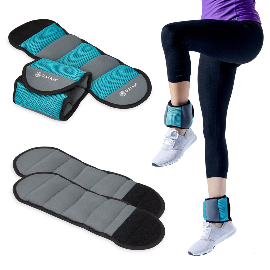 Gaiam Knöchelgewichte Krafttraining Gewichtssets für Damen & Herren mit verstellbaren Trägern – Walk