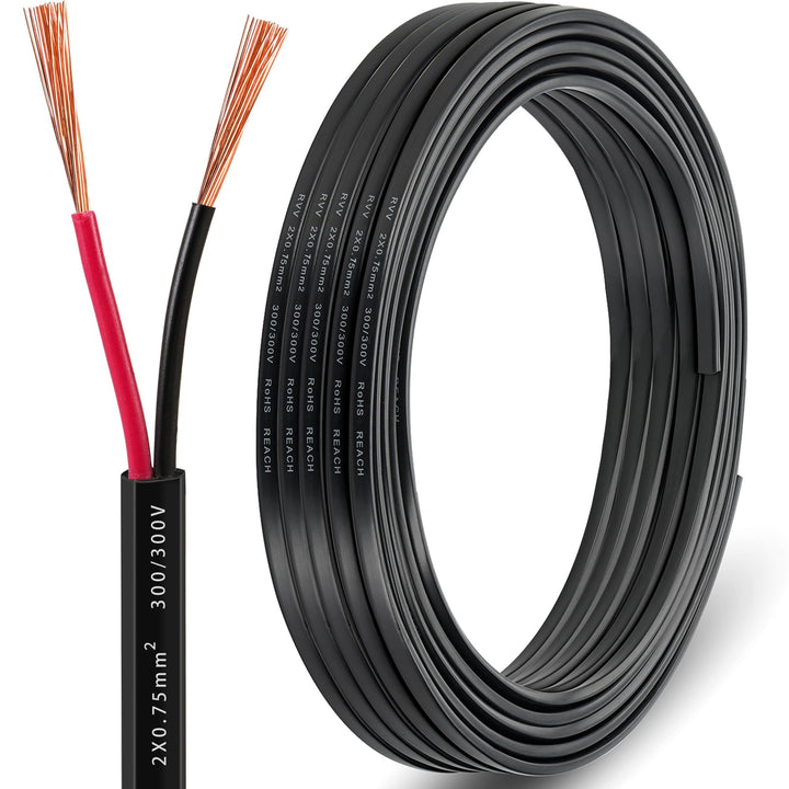 Anhängerkabel 2-adriges - 12V/24V LED-Rücklichter Verkabelung Kabel - 2x0,75mm² Kupfer KFZ Kabel für