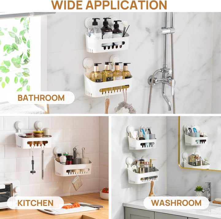 LEVERLOC Duschablage Ohne Bohren Saugnapf Dusche Organizer Grosse Kapazität Bad Organizer Ohne Bohre