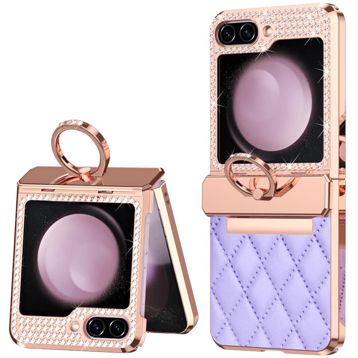 NINKI Kompatibel Samsung Galaxy Z Flip 6 Handyhülle Bling mit Scharnierschutz Lila,Luxus Diamond Gli