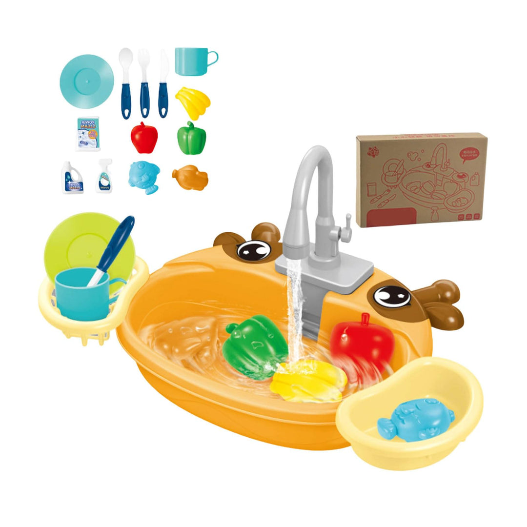 Spielküche mit fliessendem Wasser für Kleinkinder Rollenspielset mit drehbarem Wasserhahn Spielzeuge