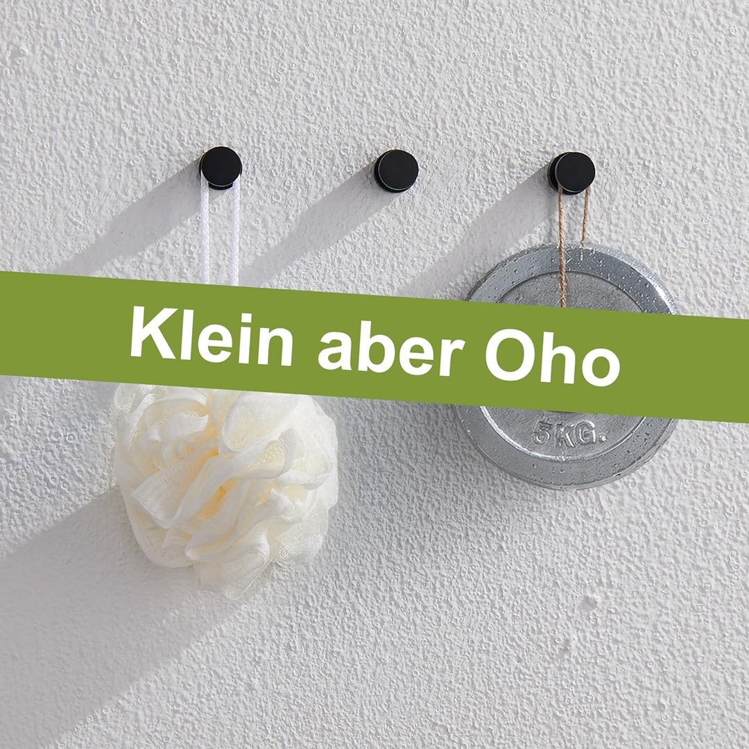 BVL Matte Schwarz Handtuchhaken, 5 Stück Rostfreies Metall Wandhaken, Self Adhesive or Wall Mountabl