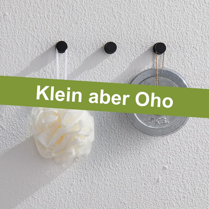 BVL Matte Schwarz Handtuchhaken, 5 Stück Rostfreies Metall Wandhaken, Self Adhesive or Wall Mountabl