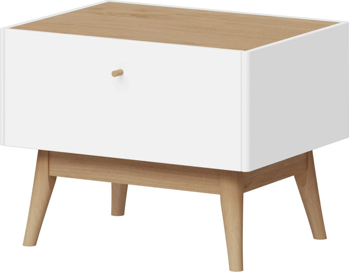 Germania Nachtkonsole 2410-535 Monteo, Weiss/Kendal Eiche, Massivholzdetails, 42 x 42 x 55 cm (BxHxT