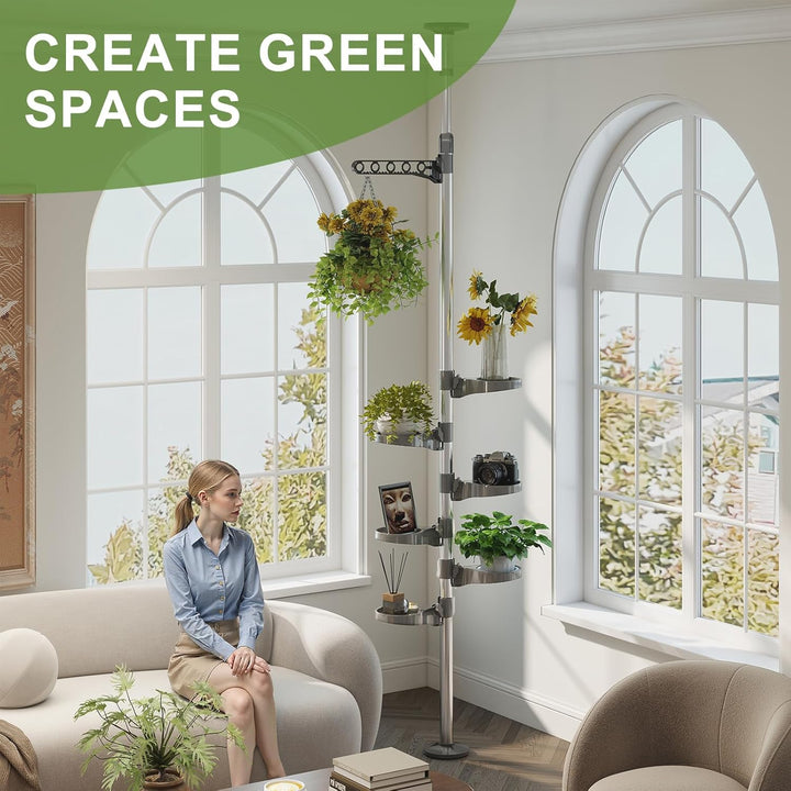BAOYOUNI 7-Ebenen Teleskop Blumenregal Blumentreppe Pflanzenständer Indoor-Anlage Steht Federspannun