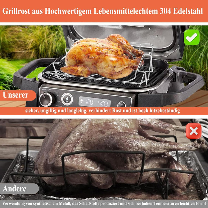 Spareribs Halter Grill für Ninja Woodfire OG850EU OG901EU V-Form Gitterrost, Hähnchen Ständer Kompat