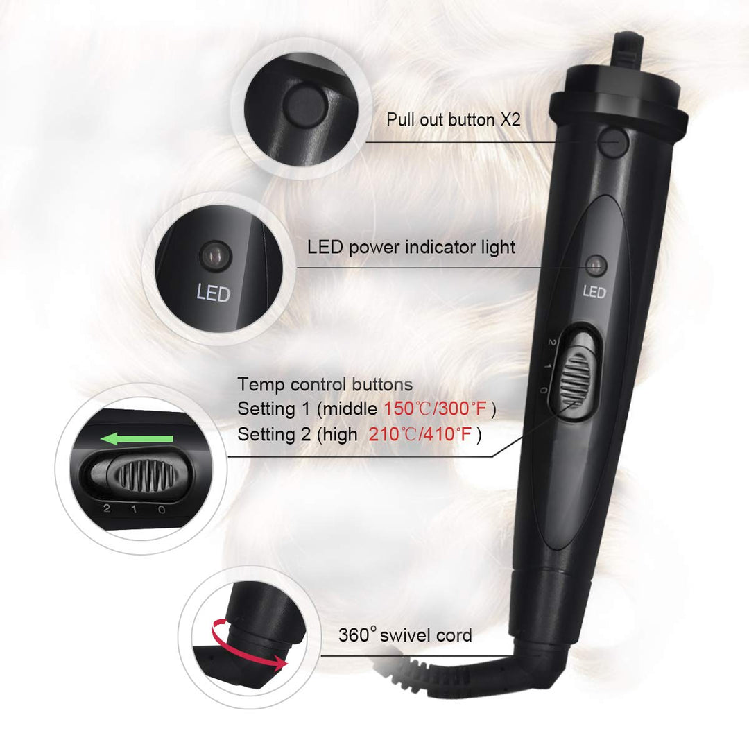 MENQANG Lockenstab 6 in 1, Lockenstab Hair Curler Multifunktions Austauschbarer Keramikbeschichtung