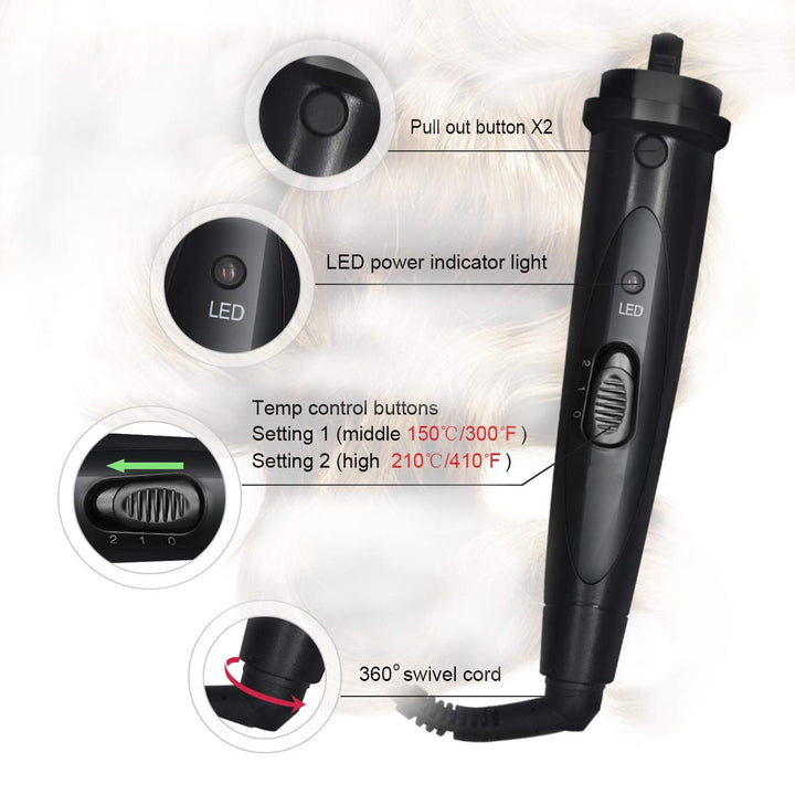 MENQANG Lockenstab 6 in 1, Lockenstab Hair Curler Multifunktions Austauschbarer Keramikbeschichtung