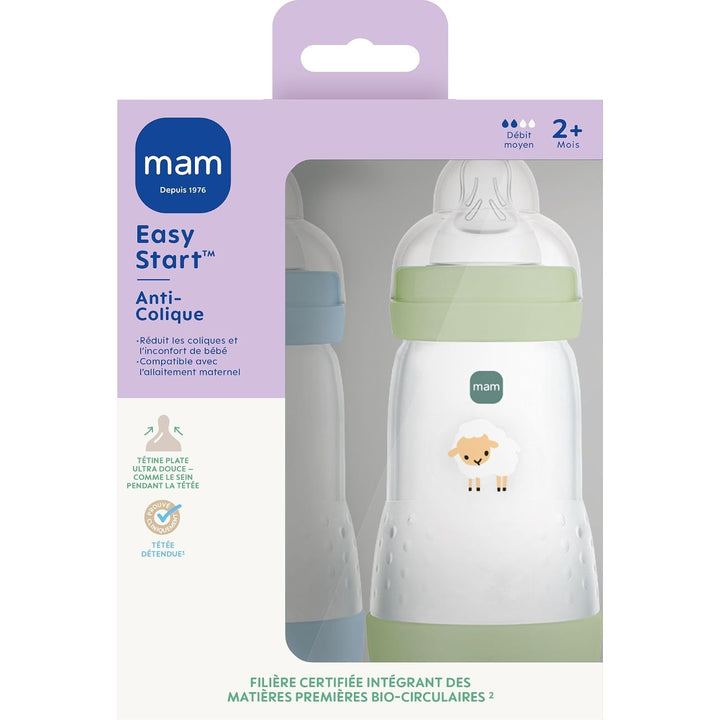 MAM Easy Start Anti-Colic Flasche 2+ Monate mittlerer Durchfluss (2 x 260 ml) Ocean + Sand – Flasche