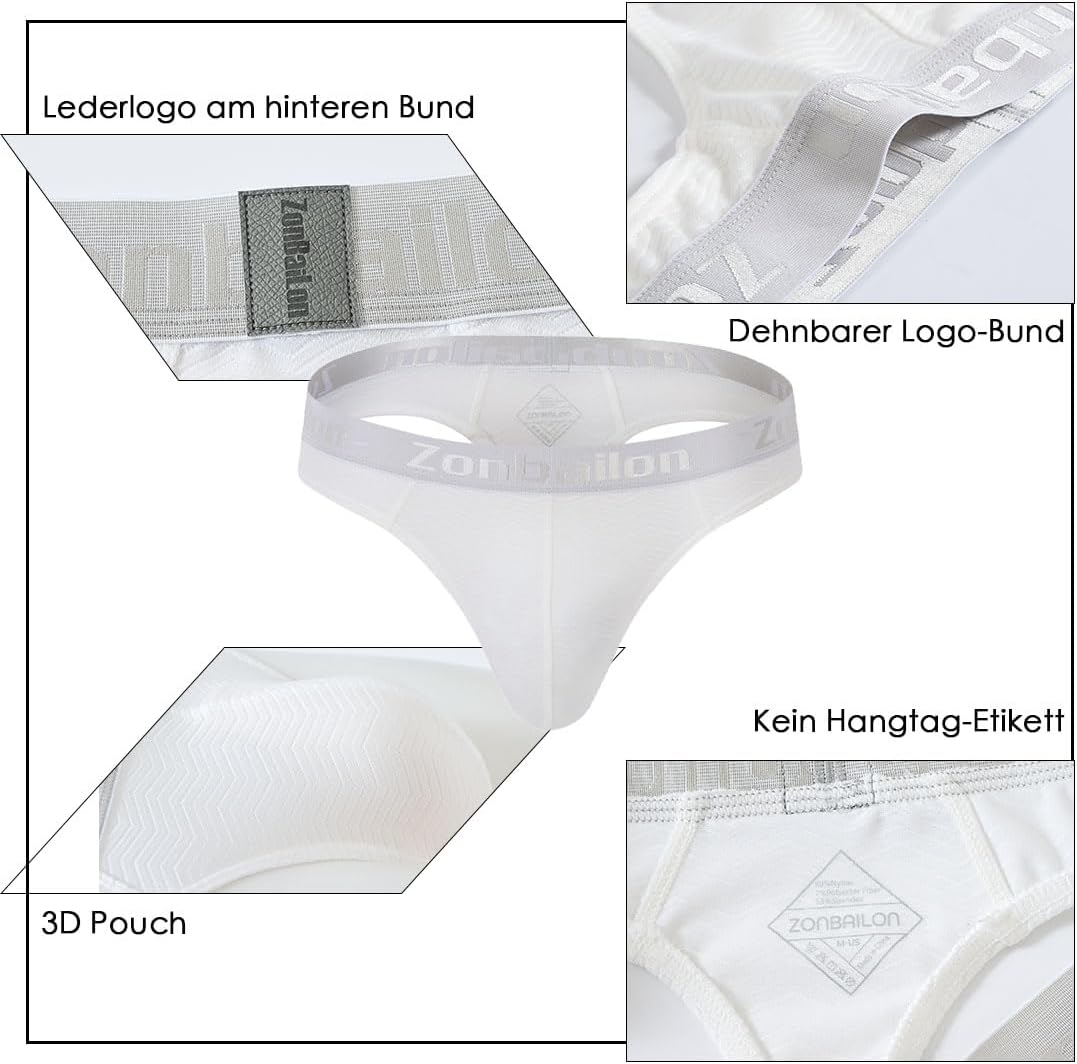 BIATWOWR Herren Strings T-Rücken Unterwäsche Sexy Ball Pouch Slip Tanga Männer Sexy Niedrige Taille