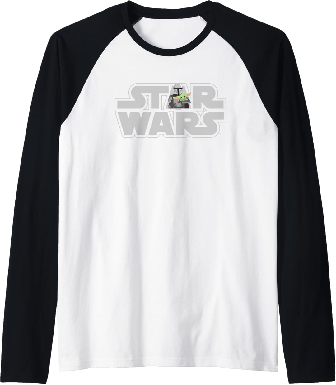 The Mandalorian Star Wars Logo with Mando and the Child Raglan