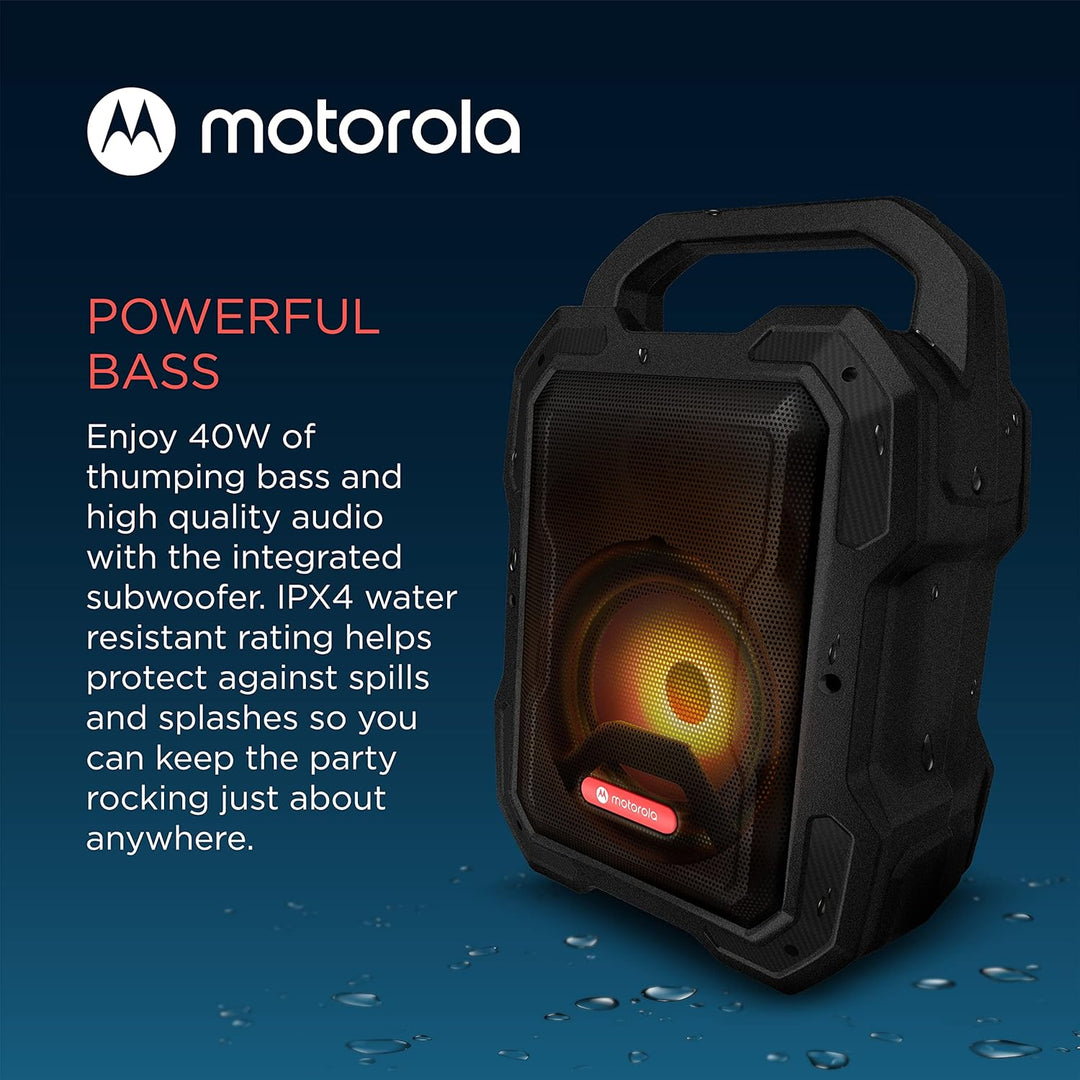 Motorola Sound ROKR 800 Bluetooth-Lautsprecher - 20 Stunden Akkulaufzeit - FM-Radio - Farbige LED -