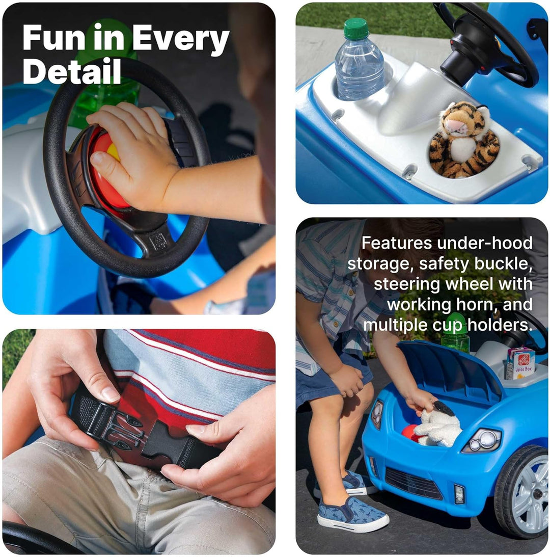 Step2 Whisper Ride Kinderauto/Rutscher in Blau | Spielzeug Auto mit Schiebestange | Kinderfahrzeug/R