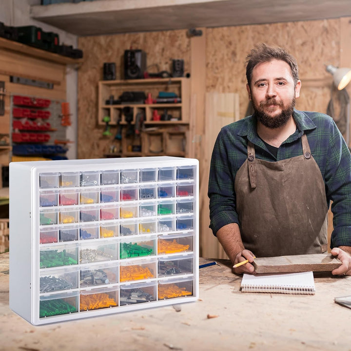 CraftGenes 44 Schubladen Schraubenaufbewahrung Organizer Grau Kleinteileschrank mit leichtgängigen S