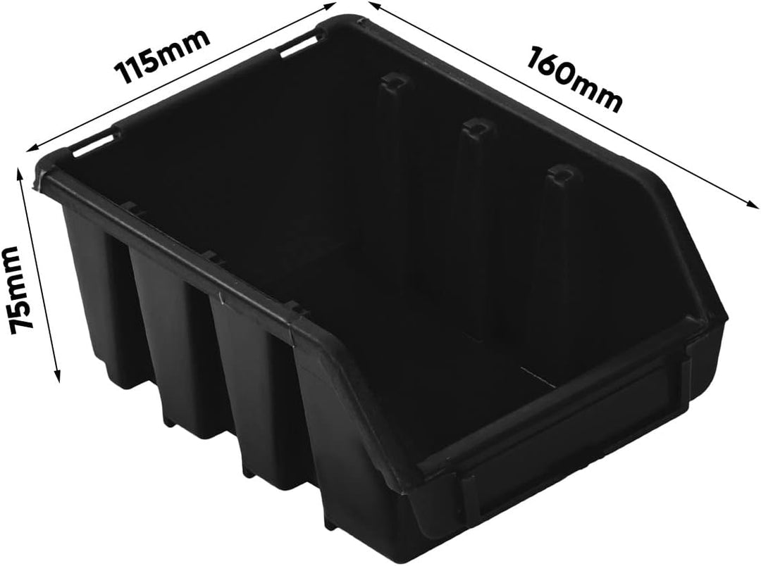 PAFEN Stapelboxen Set – 50x Stapelbox für Werkzeugwand 160 x 75 x 115 mm – Sichtbox Stapelkasten Sta